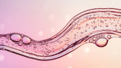 Abstract Pink Liquid Wave Macro: Translucent Gel Bubbles, Iridescent Highlights, Dreamy Bokeh Background - Luxury Beauty & Skincare