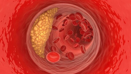 Cross Section of Human Artery with Plaque Buildup.