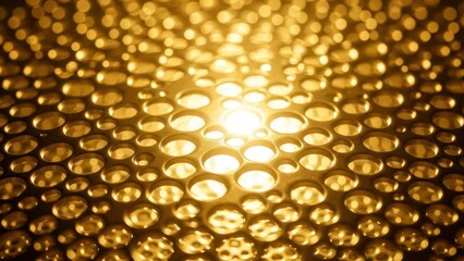 Golden Circular Bubble Texture with Light Reflection.