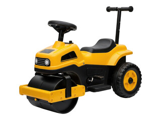 Fototapeta premium Toy steamroller on transparent background, children's construction vehicle