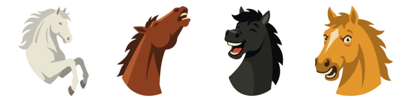 Horse neighing Flat Vector Illustration on Transparent Background