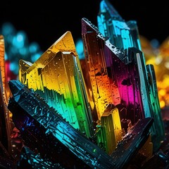 Iridescent Polarized Vitamin C Crystals Extreme Macro Abstract Background