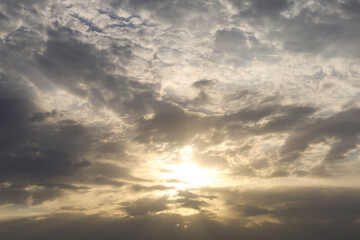 Obraz premium Dramatic sunset sky with colorful clouds at dusk. Nature background and texture - sky replacement