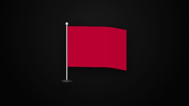 Waving Solid Red Flag on Pole