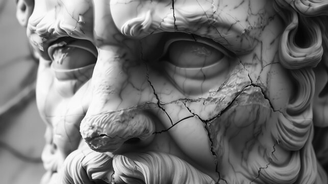 An ancient marble statue of blind Oedipus, embodying feelings of guilt, shame, unforgiveness, self-blame, and psychological problems.