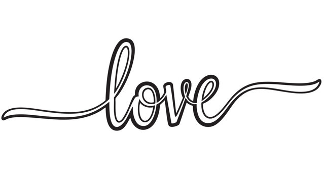 Elegant cursive love text with a decorative swirl design