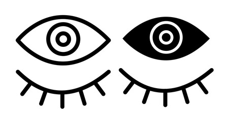 Eyes open and closed Icon collection in filled and stroke style.