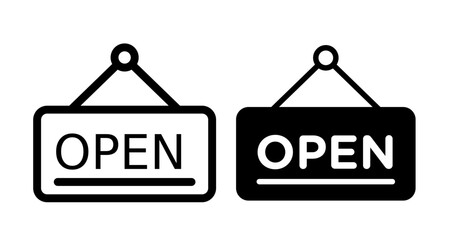 Hanging sign Icon collection in filled and stroke style.