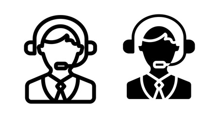 Remote support Icon collection in filled and stroke style.