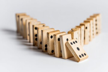 Falling Wooden Dominoes Chain Reaction Concept
