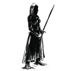 Fototapeta premium Medieval knight in armor holding a sword