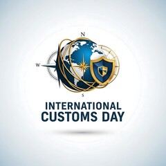 Global security and international customs represented with a world globe and shield
