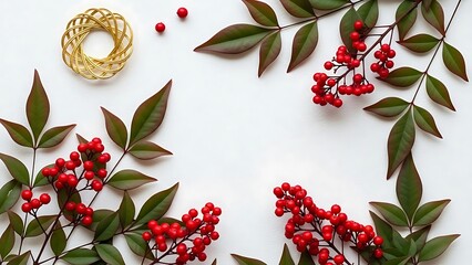 Holiday berries and wreath arrangement
