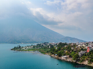 View from Mirador Josue Sisay towards San Pedro Volcano, Santiago Atitlan, Solola Department, Guatemala
