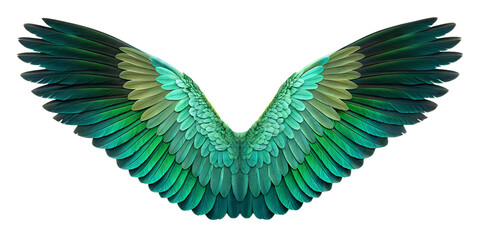 Vector illustration of an angel heart with wings and green feather patterns as a tribal tattoo symbol for Valentine's romance design