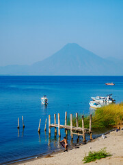 Fototapeta premium Lake Atitlan, Panajachel, Solola Department, Guatemala