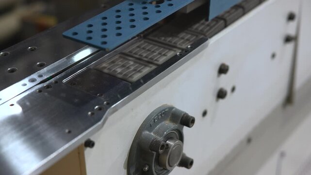 Manufactured Steel Conveyor Support With Bearings And Vibrant Alignment Component For Precise Positioning. Media