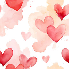 Watercolor Valentine&rsquo;s Day Greeting Card with Hearts