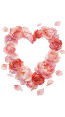 Watercolor Floral Heart of Roses and Peonies &mdash; Romantic Valentine Illustration