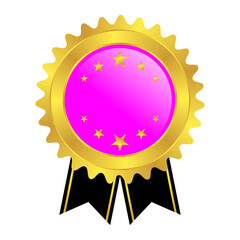 Vector Illustration of Shiny Blank Award Seal with black Ribbon