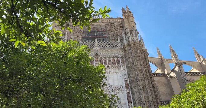 Cathedral Pan Left in Seville Spain