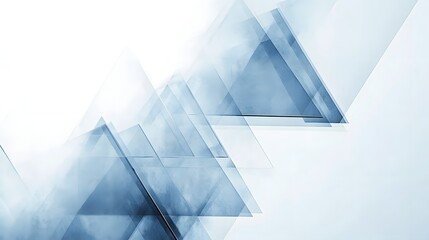 Abstract digital illustration features layered blue triangles against a white background.