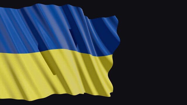 Ukraine Flag Waving Fabric Animation on Black Background fhd