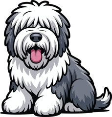 Cute cartoon a illustrator vector Old English Sheepdog