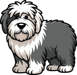  Cute cartoon a illustrator vector Old English Sheepdog