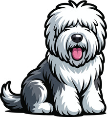 Cute cartoon a illustrator vector Old English Sheepdog