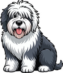  Cute cartoon a illustrator vector Old English Sheepdog