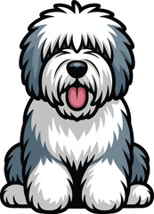  Cute cartoon a illustrator vector Old English Sheepdog