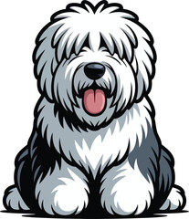  Cute cartoon a illustrator vector Old English Sheepdog