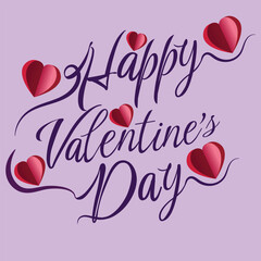 Happy Valentine&rsquo;s Day Elegant Script Typography with Hearts