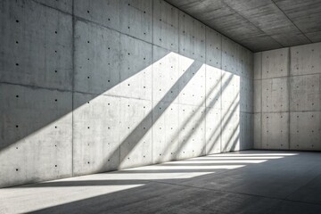 Shadows on a Concrete Wall in a Spacious Interior Setting During Daylight