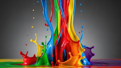 Spectacular chromatic waterfall of vibrant fluid art in dynamic motion creating colorful explosion