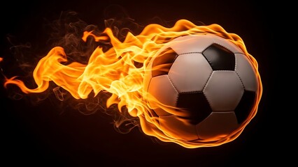 Fototapeta premium Blazing soccer ball on fire in motion