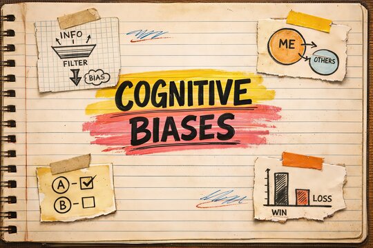Cognitive biases and their influence on decision making illustrated through charts and graphics representing personal and social perspectives on information filtering