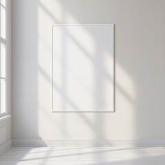 Minimalist Blank Vertical Poster Mockup on Wall