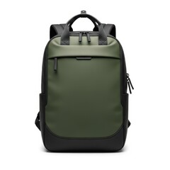 Green backpack isolated on white background