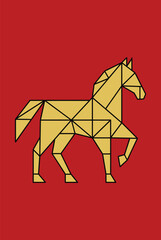 Geometric Horse Design Against Red Background for Chinese New Year 2026 Celebration Festive Year of the Horse Imagery