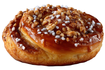 Golden Glazed Pastry with Nuts and Sugar Crystals