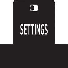 Settings display on a black rectangle with a toggle switch and white background elements around it