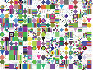 Colorful abstract geometric pattern with vibrant shapes and designs