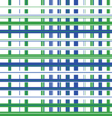 Abstract geometric plaid pattern with blue and green lines