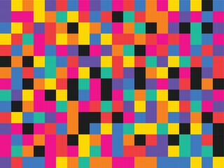 Colorful abstract pixel art pattern with vibrant geometric design