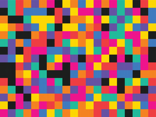 Colorful abstract pixelated mosaic pattern with vibrant geometric design
