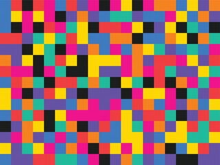 Colorful abstract geometric pixelated pattern with vibrant blocks
