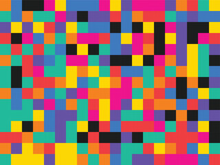 Colorful abstract geometric pixel art background with vibrant squares