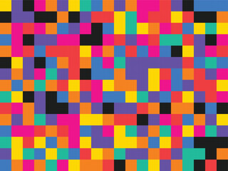 Colorful abstract pixelated mosaic pattern with vibrant geometric design